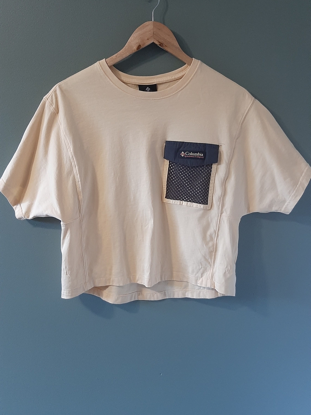 Columbia Yellow Cropped Tee with  Pocket